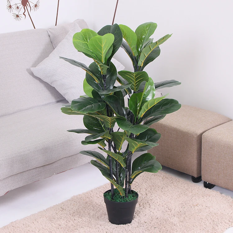 Best price lifelike fiddle leaf plant 90cm artificial ficus lyrata, custom home decoration fabric plastic large artificial tree