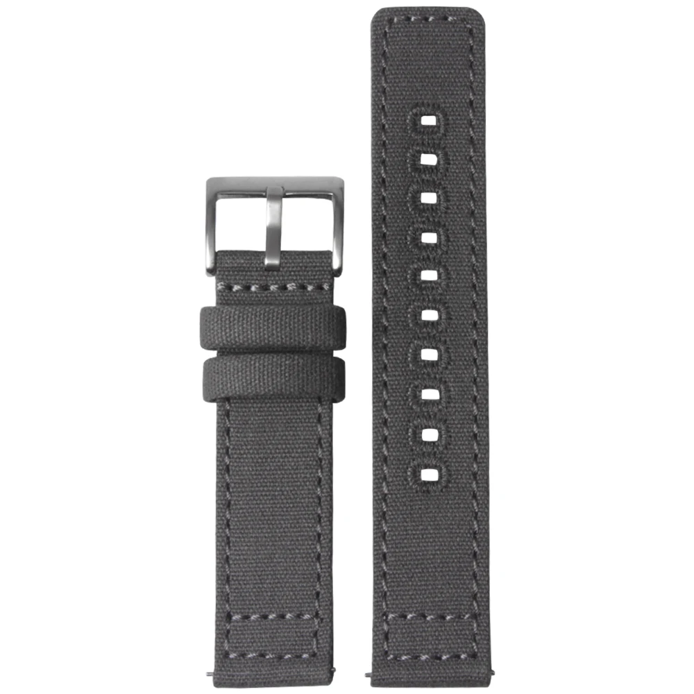 Hot Sell Gray 2 Piece Of Watch Bands Canvas Straps In 18mm-22mm with Quick Release Spring Bar And Embroidery Hole