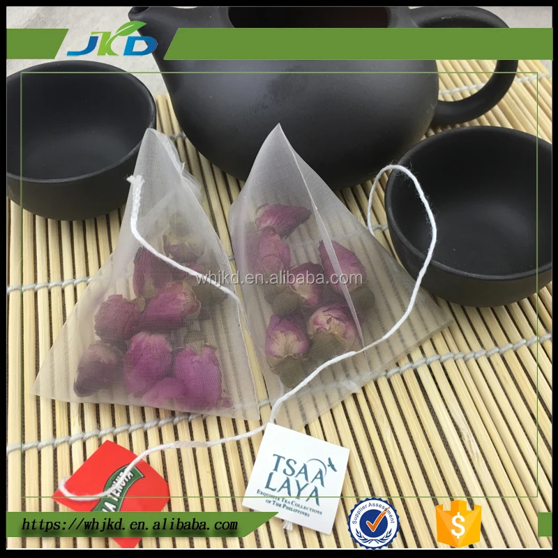 Individual royal cup drawstring empty nylon mesh pyramid shape packing tea bag