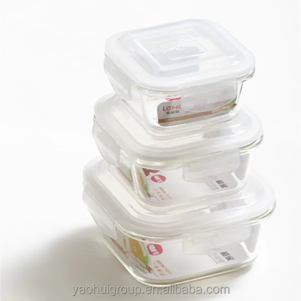 Контейнеры для хранения пищевых продуктов, квадратная стеклянная тарелка, набор из 3 стеклянных контейнеров для хранения