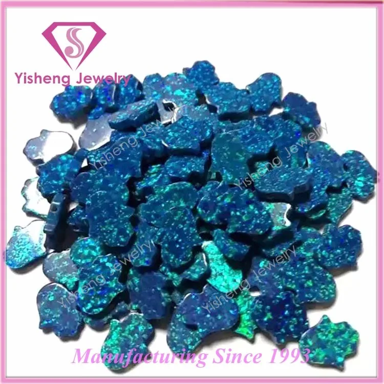 Customized Synthetic Opal Hamsa Heat-Resistant Mystic Fire Lab Created Plastic Gemstone Jewelry White/Pink/Blue Diamond Green