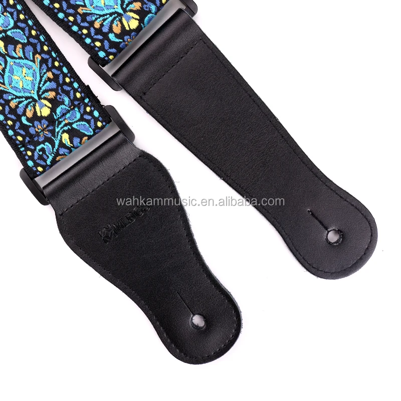 Factory direct wholesale vintage blue jacquard woven guitar straps