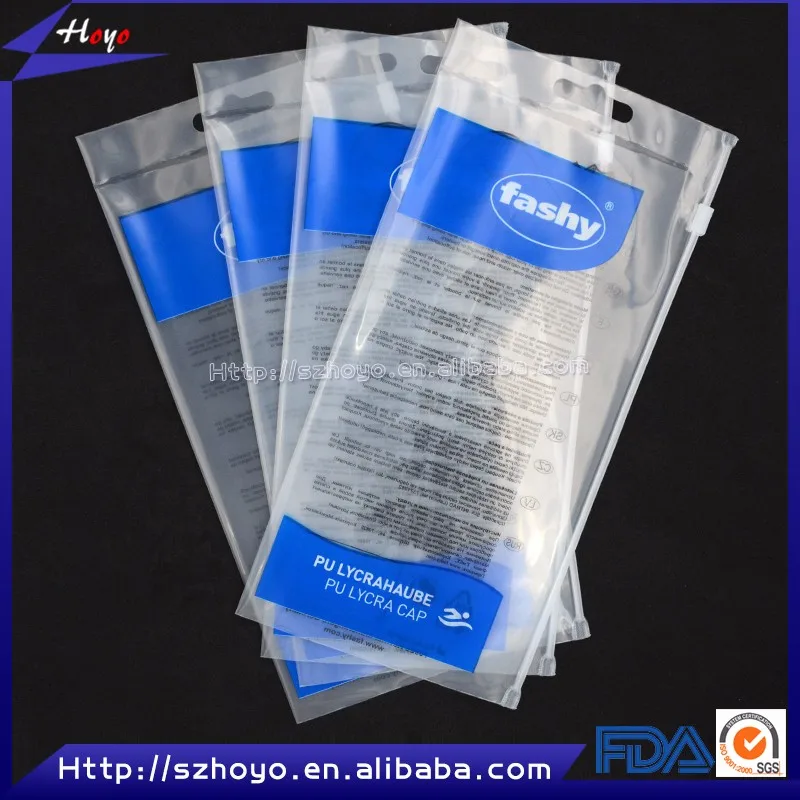 Branded custom size zipper bag slider bag for swimming cap packaging