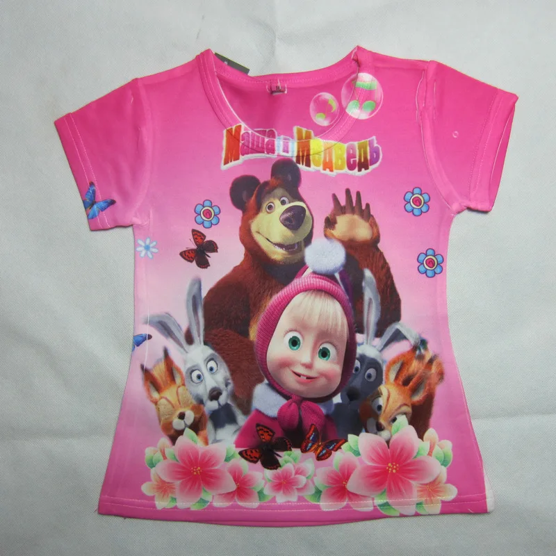 Summer Masha And Bear Fashion Baby Girls boys Cartoon T shirt Children T Shirts For Kids