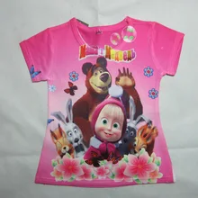 Summer Masha And Bear Fashion Baby Girls boys Cartoon T shirt Children T Shirts For Kids