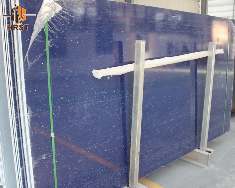 Artificial Quartz Surface Manufacturers Blue Sparkle Mirror Fleck Quartz Stone Countertops