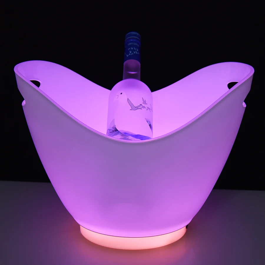 8L oiled laser logo 8-shift-control light ice bucket in bucket with cheaper price