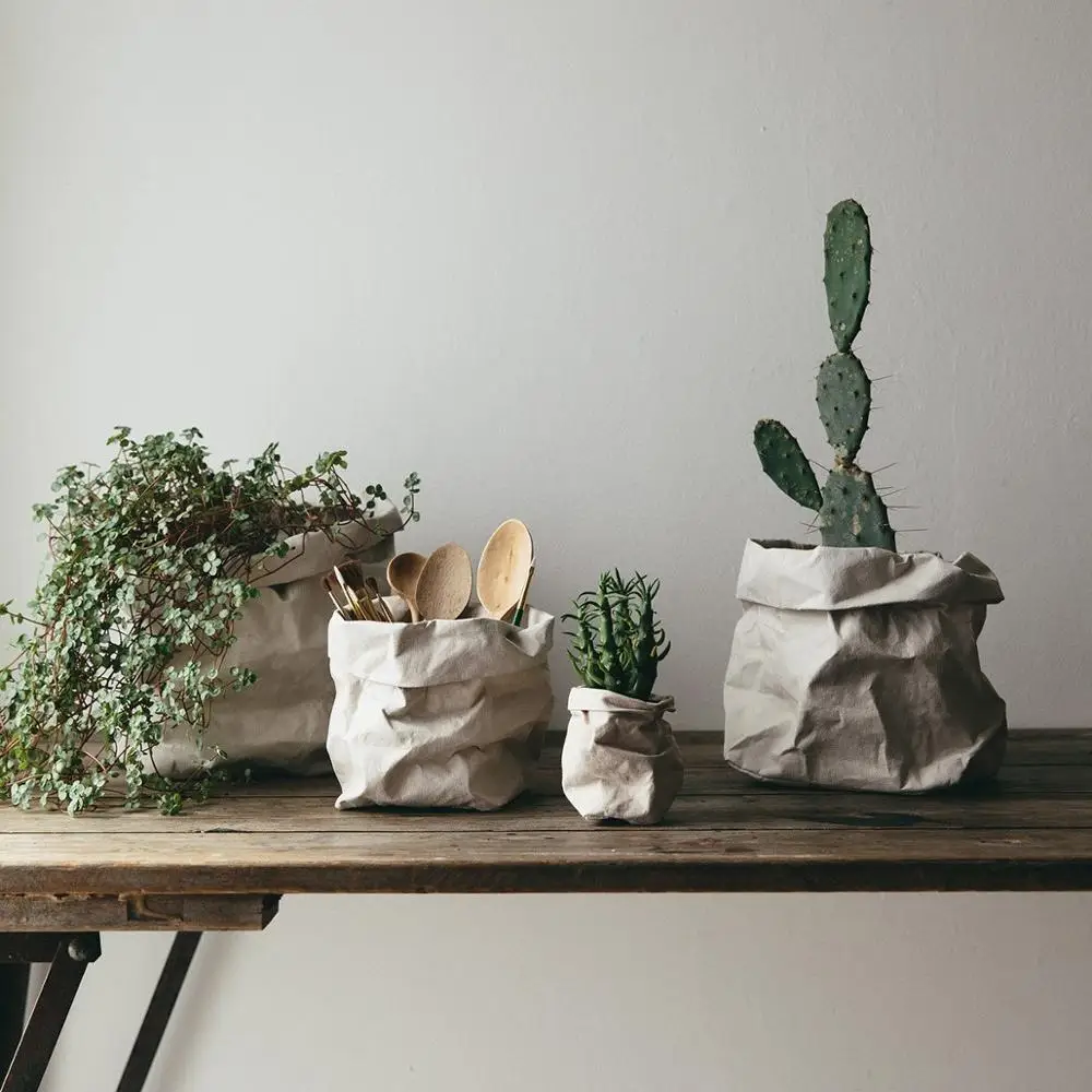 Durable flower grow bag washable kraft paper pot planter