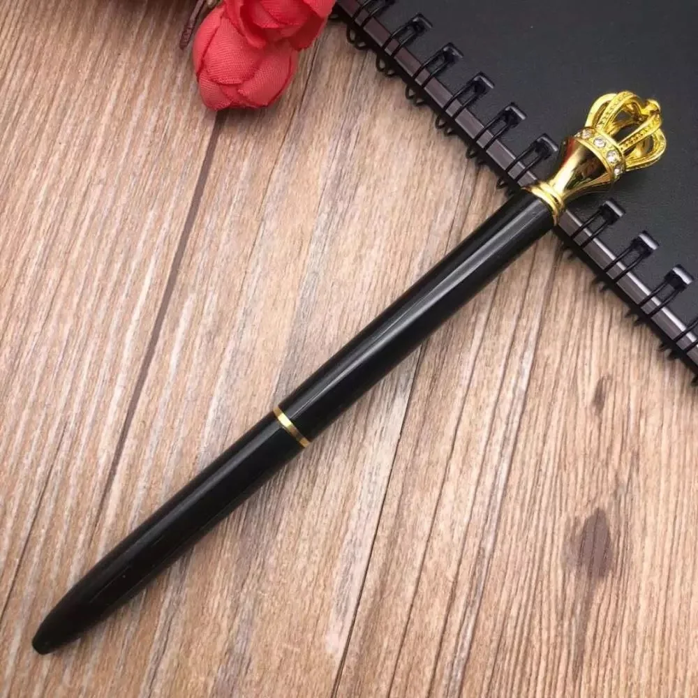 Top Luxury Office & School Diamond Metallic Crown Ballpoint Pen For Gift