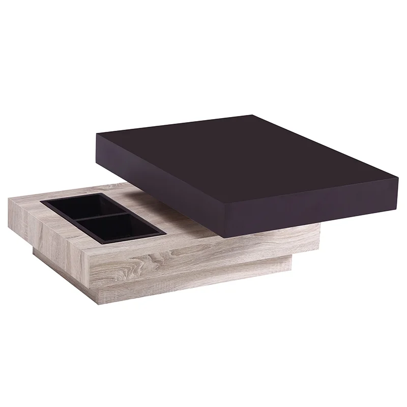 
Low square wood color swivel centre table coffee table 