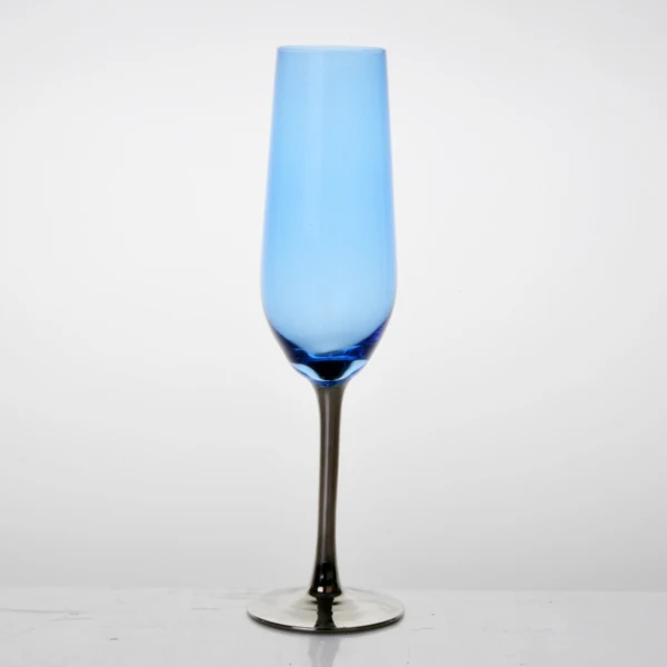 
Wholesale colorful champagne glasses flute with silver long stem 