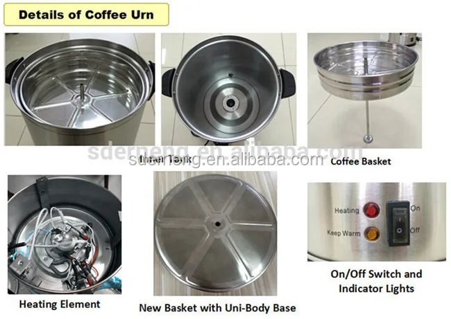 Stainless steel coffee maker water urn with auto- temperature control