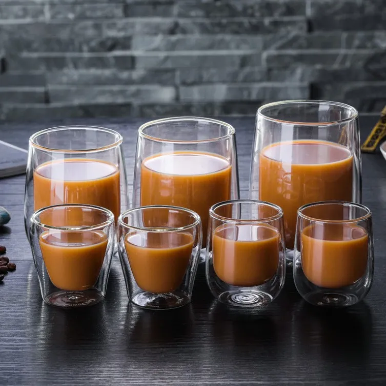 Набор посуды для напитков, 200 мл, стеклянная чашка для эспрессо с двойными стенками, чашки для выстрела с логотипом на заказ, кофейная кружка