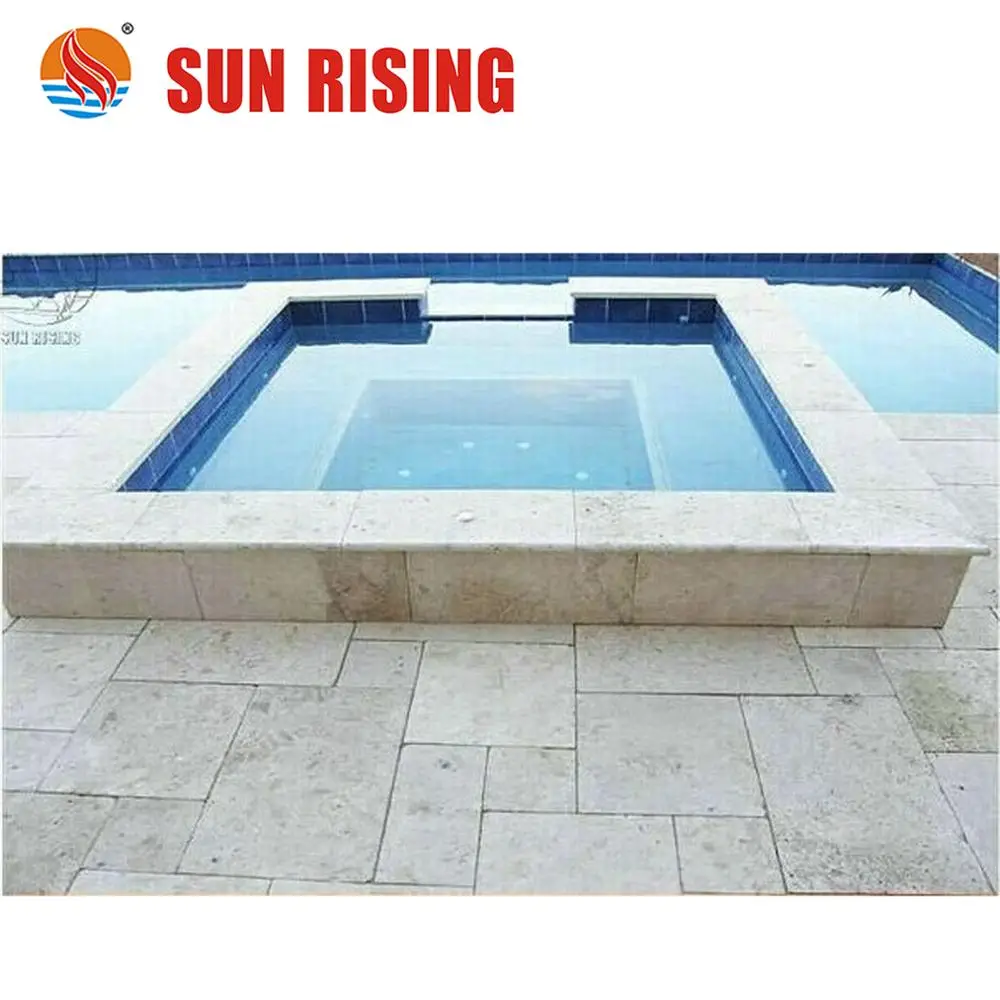 Popular White Travertine French Pattern For Swimming Pool Coping And Tile
