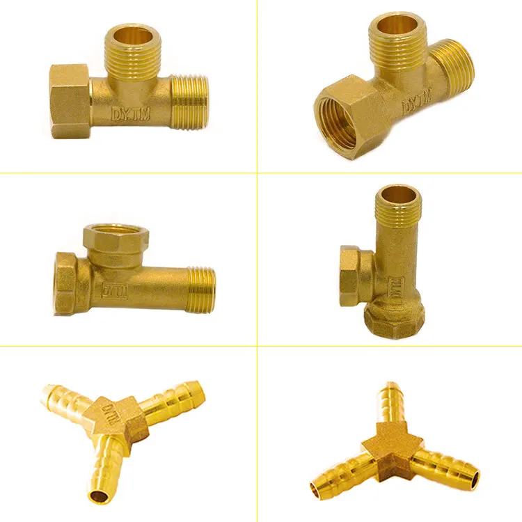 China Supplier Copper Brass Tee Shaped 3 Way Male and Female Pipe Fitting Coupler
