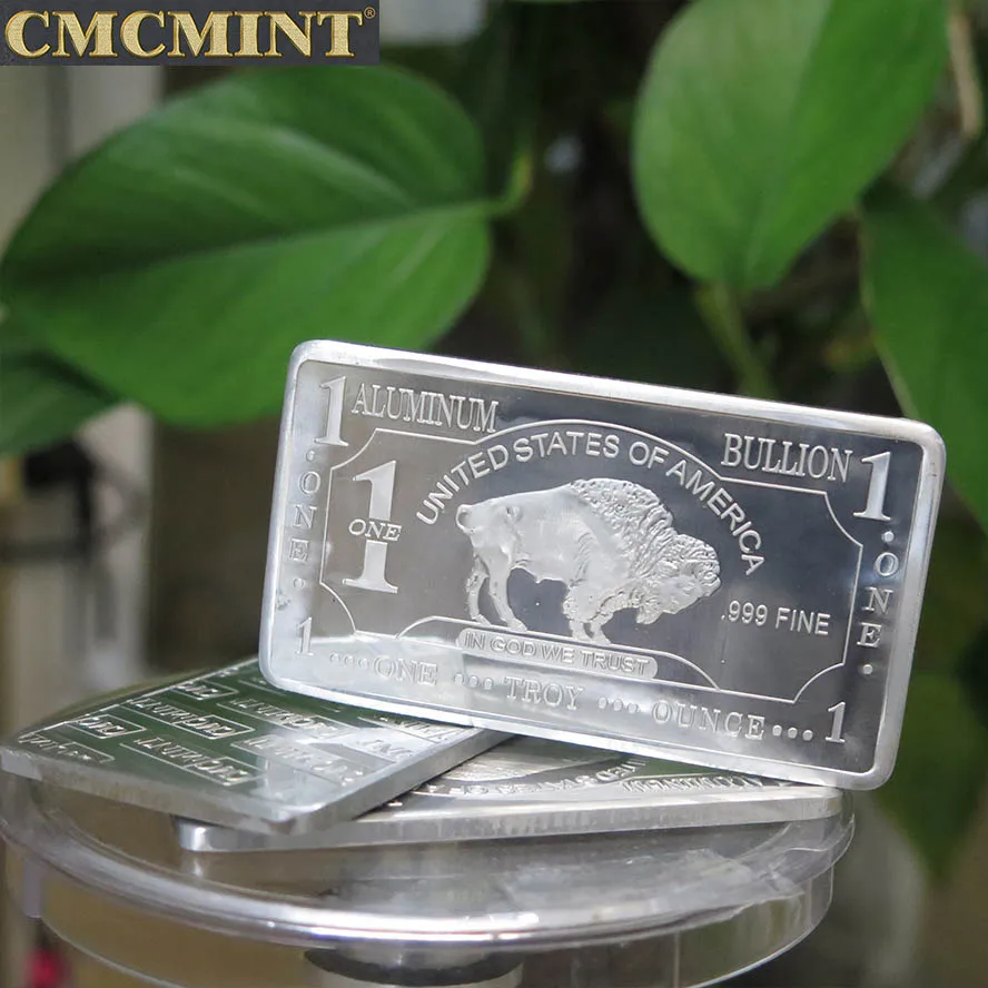 Drop shipping custom 1 oz 999 Fine Aluminum Buffalo Bar old coins india sell B62B