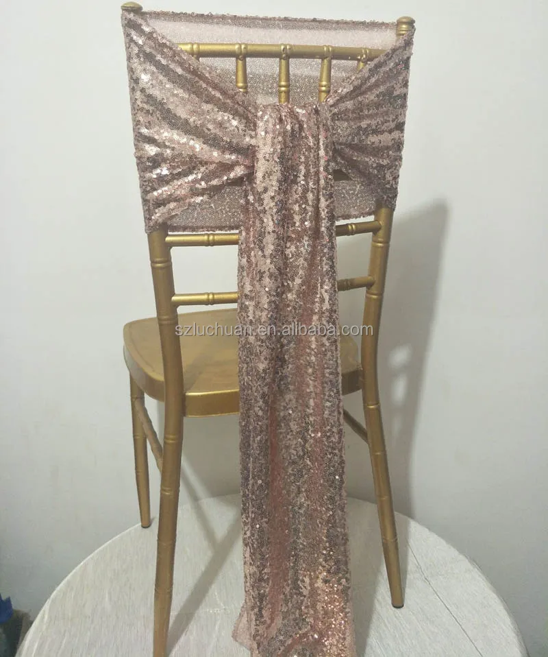Свадебный стул с завязками, розовое золото, стул с блестками