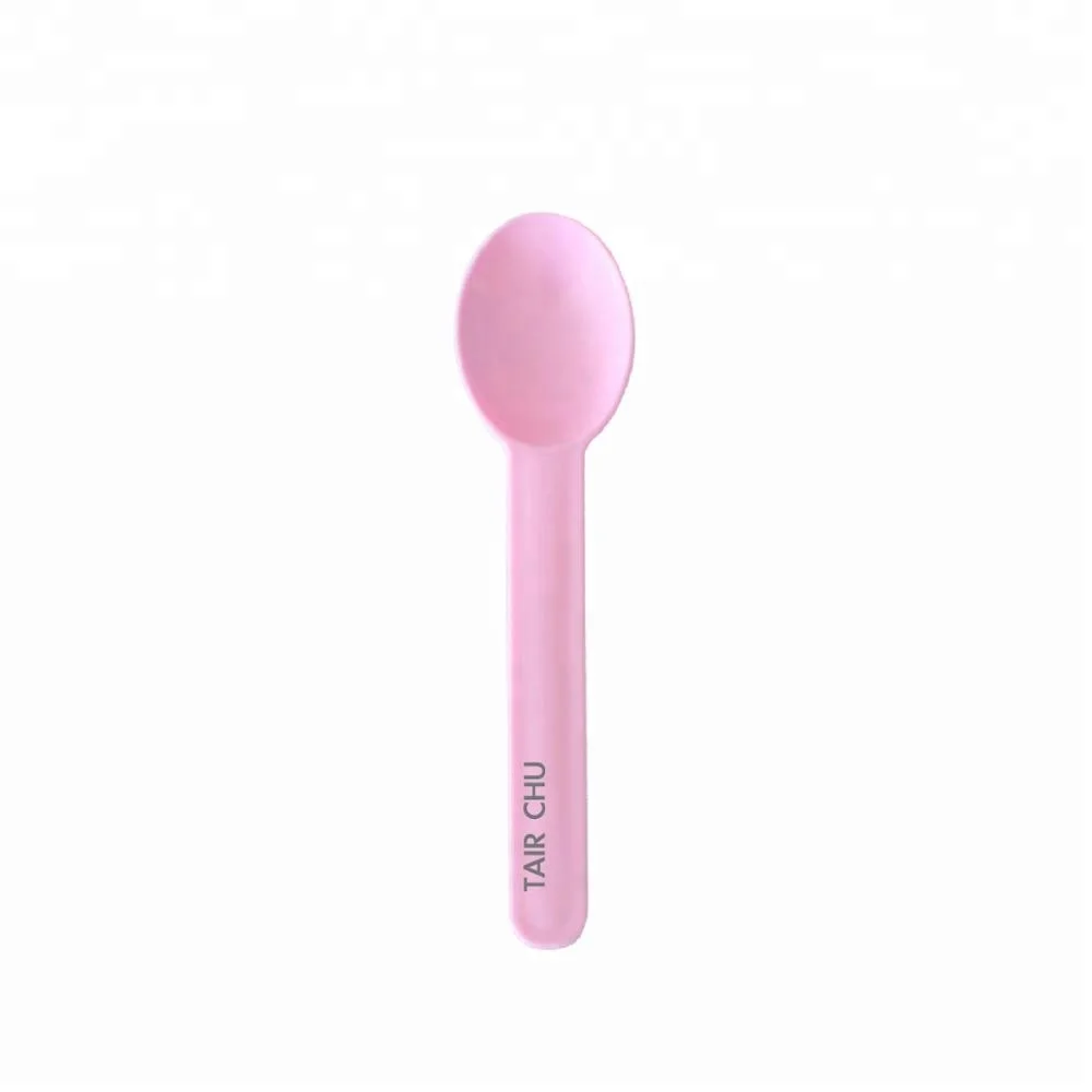 15cm Pink Color Disposable Yogurt and Ice Cream Plastic Spoon