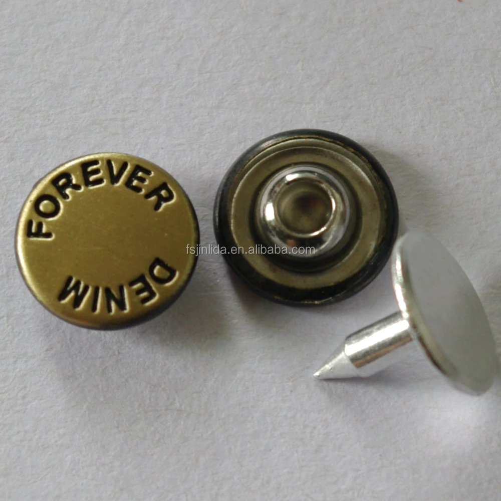 
9mm anti brass brushed color metal badge jeans rivet 