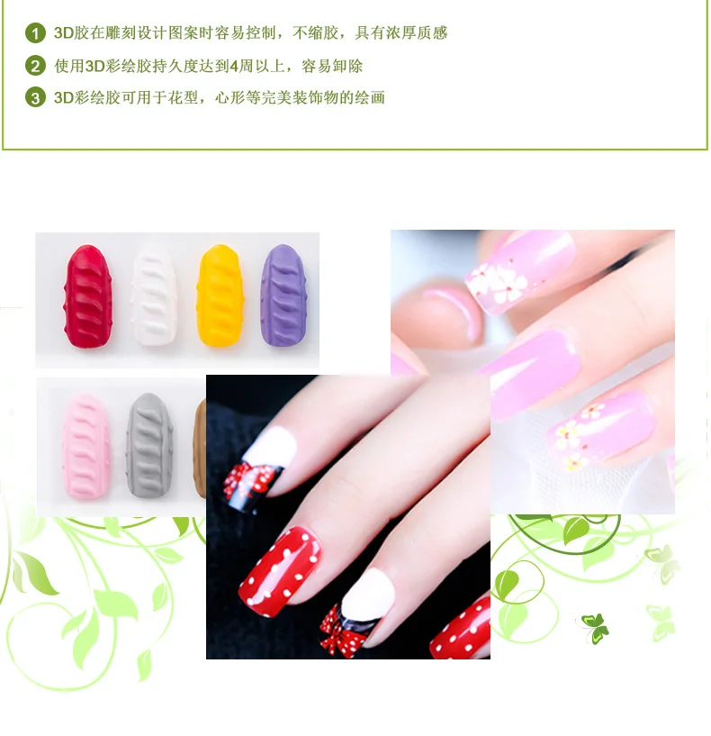 V&W 500 Colors 3D Nail Art Paint Color Gel Draw Painting Acrylic Color UV Gel DIY Nail Art