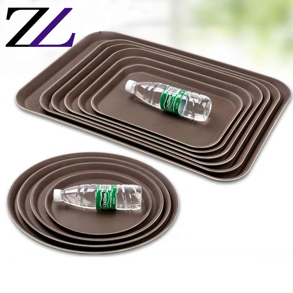 Nonslip Anti Slip bbq bar oval round rectangular plastic restaurant fiberglass Food Drinks server coffee food arab serving tray