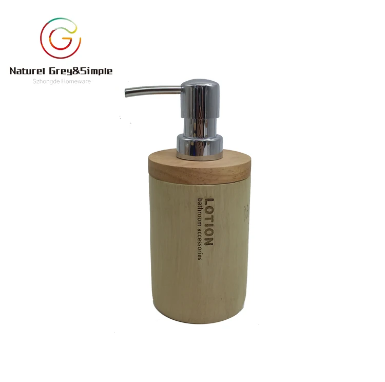 Polyresin Black Ceramic Look Tumbler Wooden Look Liquid Soap Dispenser