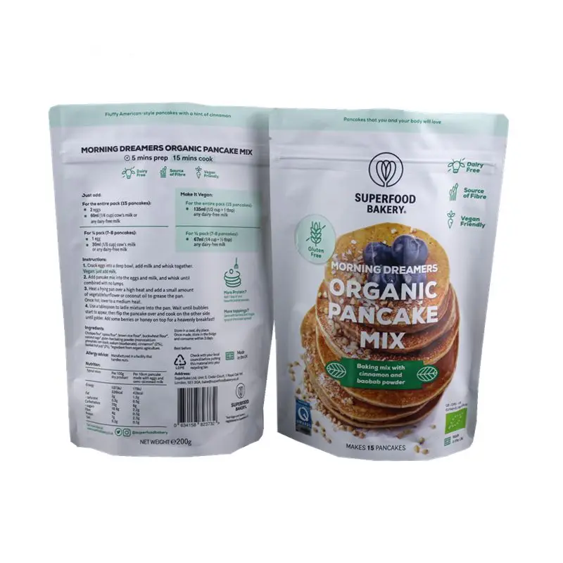 Aluminum foil packaging bag for organic pancake mix/Professional custom reusable baby food pouch