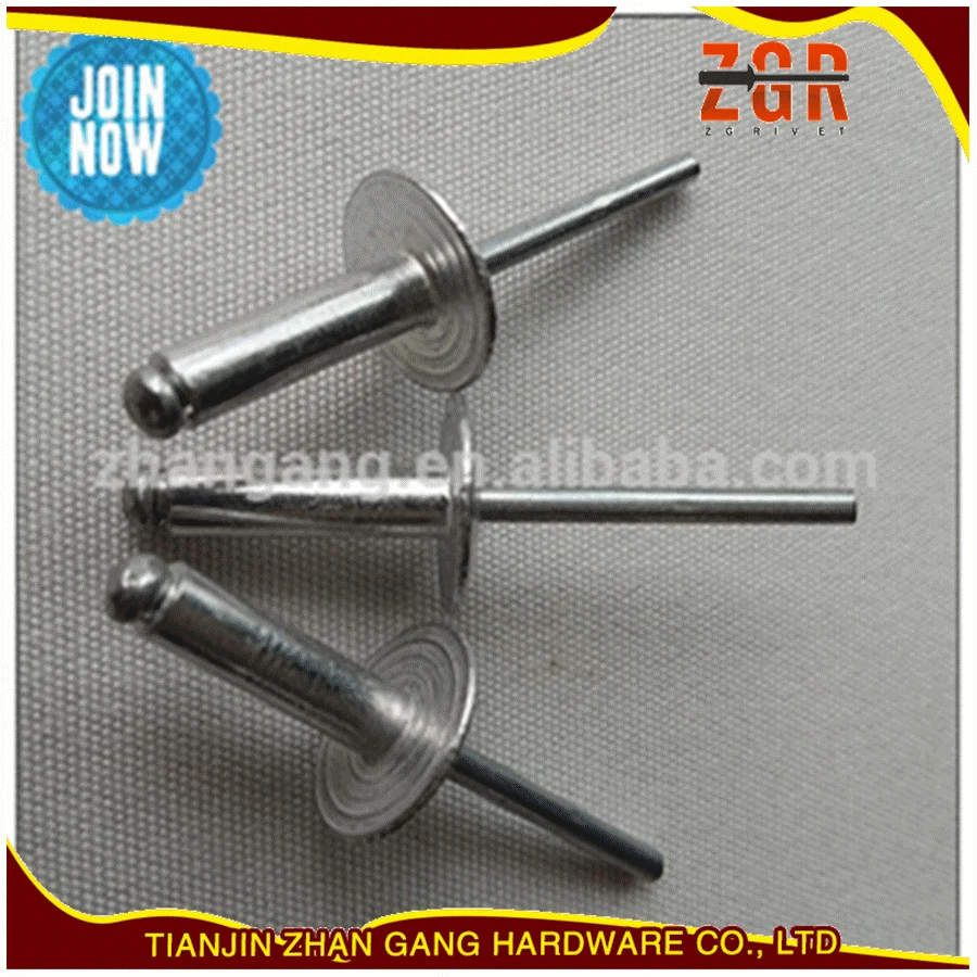 ZGR 4.2*12mm Large Flange Aluminum Alloy Automotive Rivet Din7337 Dome Head Large Flange Blind Rivet 5052 Pop Rivet Nut