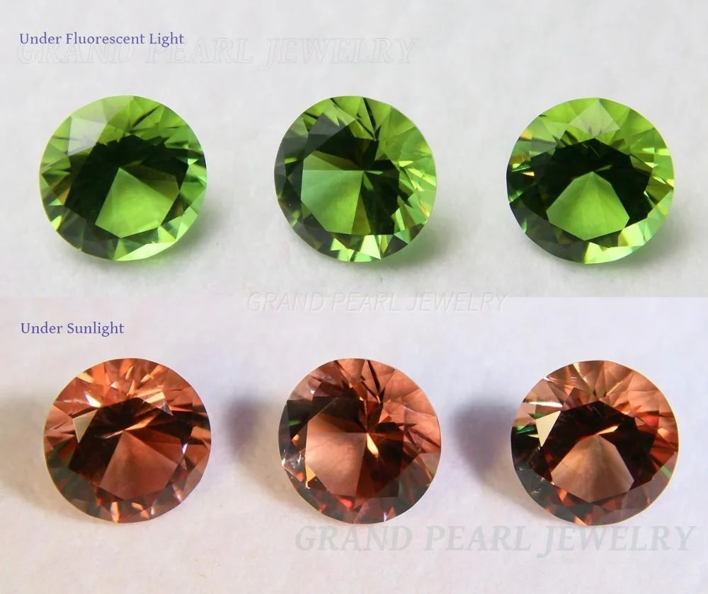 Color-change Nanosital 10mm round brilliant cut