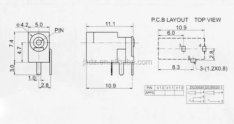 DC-002 Разъем питания постоянного тока DC002 3 5*1 мм разъем 5-1 3pin печатного монтажа
