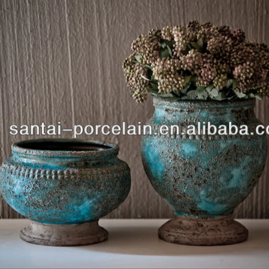 MM94 shabby chic ceramic pots home decorations turquoise