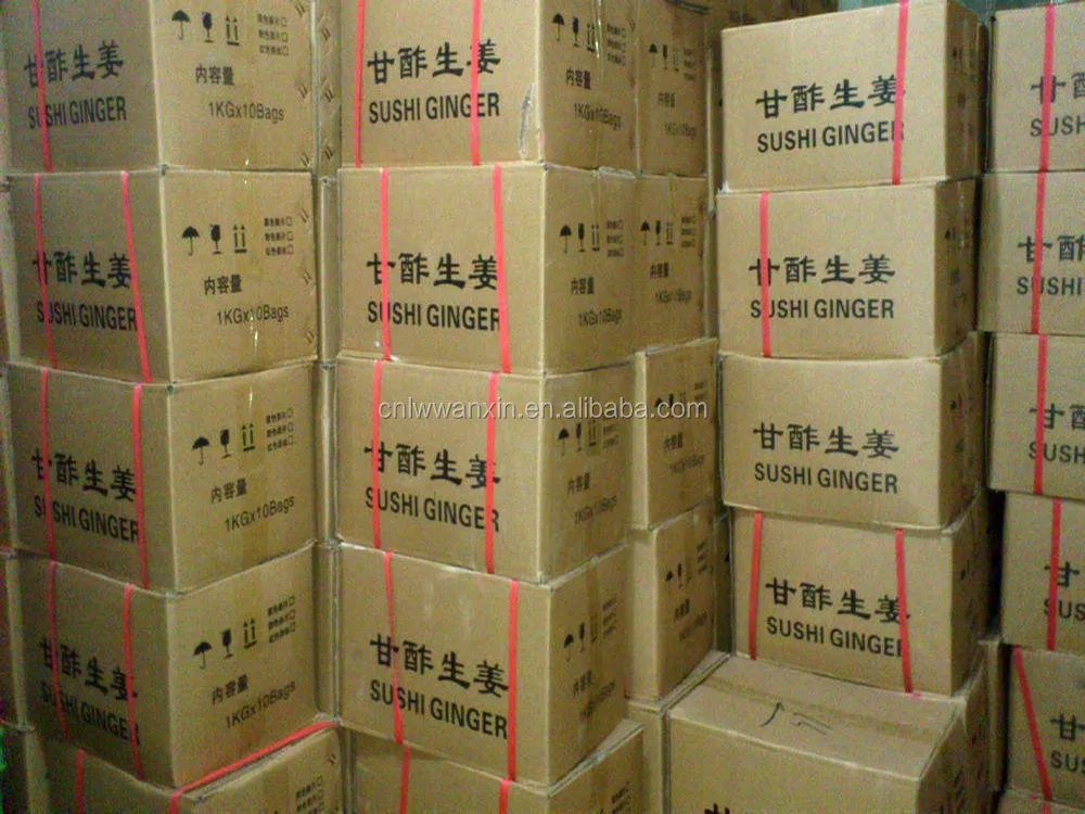 
10kg carton packing sushi ginger from china 