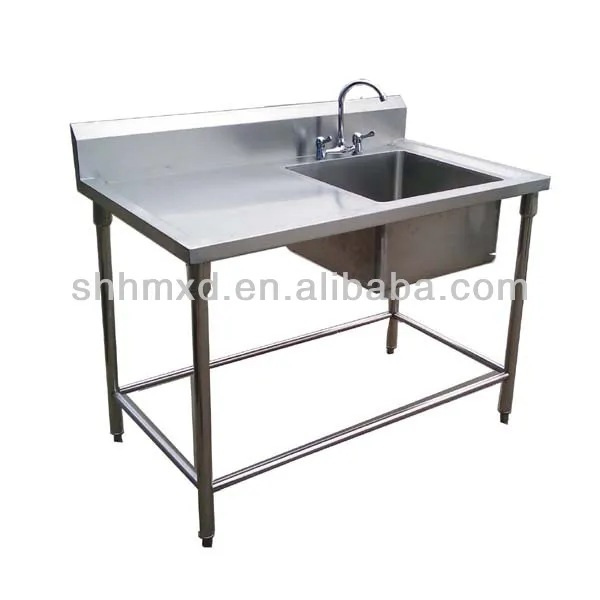 Stainless steel single sink with table for laundry