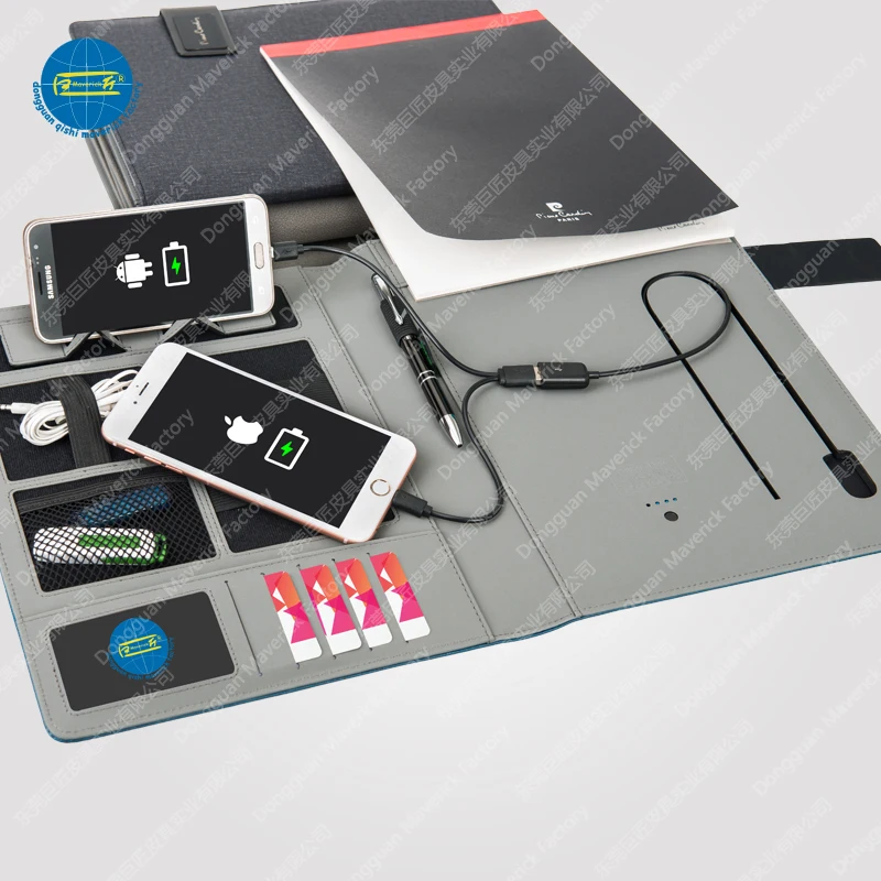  Экологичное полотняное портфель формата А4 с внешним аккумулятором и USB-портом