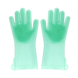 Household Silicone Cleaning Gloves Brush- KItchen Dishwashing Hand Scrubber Gloves