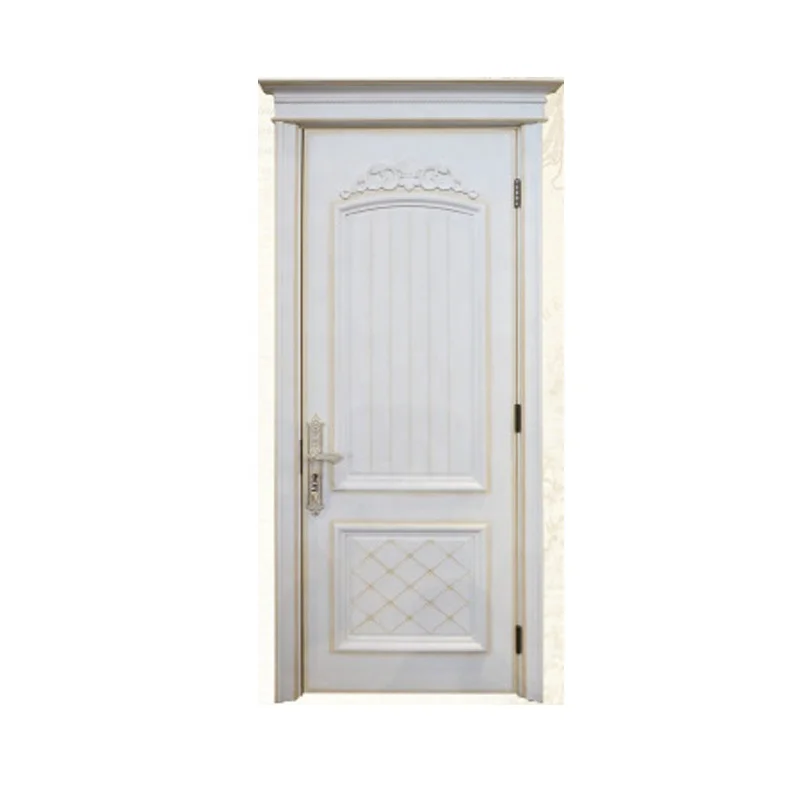 latest design luxury white color Golden Line Decorative Royal Style solid wood door