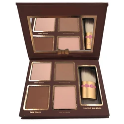 Private label 4 colors face powder cosmetics chocolate color waterproof powder palette lasting repair press powder