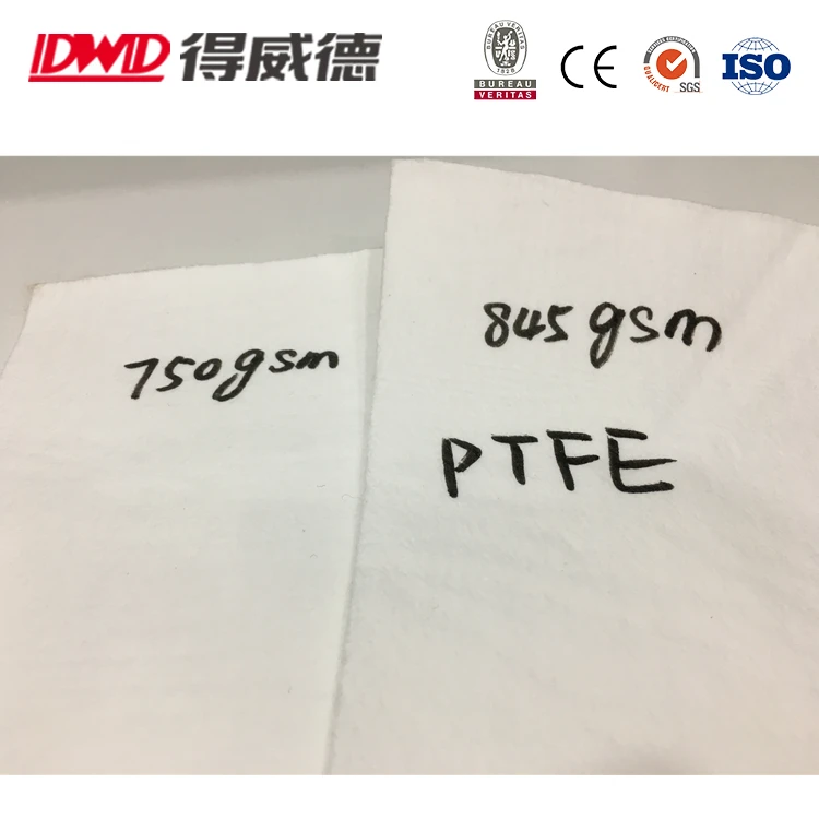 
100% PTFE needle felt with PTFE scrim for fly ash from coal and hog fueled boilers titanium dioxide carbon black miscell 
