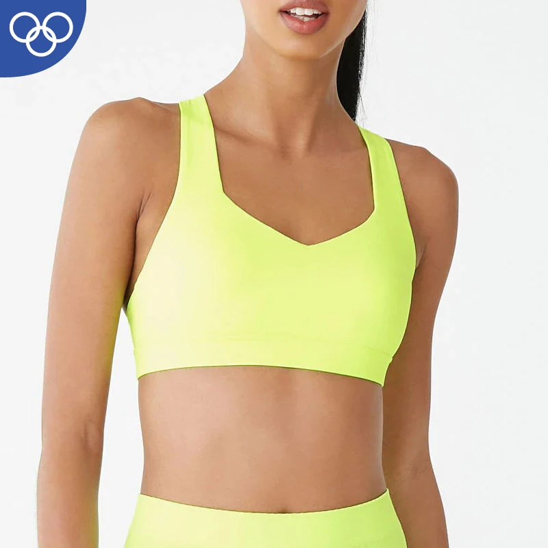 2019 Custom Made Gym Wear Women Fitness White Straps Sports Bra