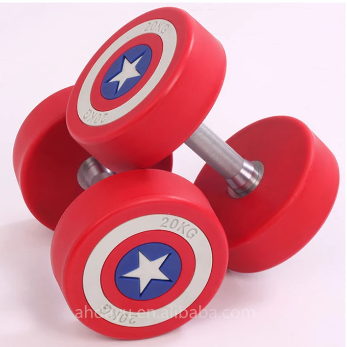 Hot selling captain america mark round pu dumbbells
