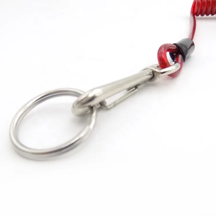 Guofeng safety Spring Coil Spanner Tool Lanyard With Coated Metal Key Ring for safety