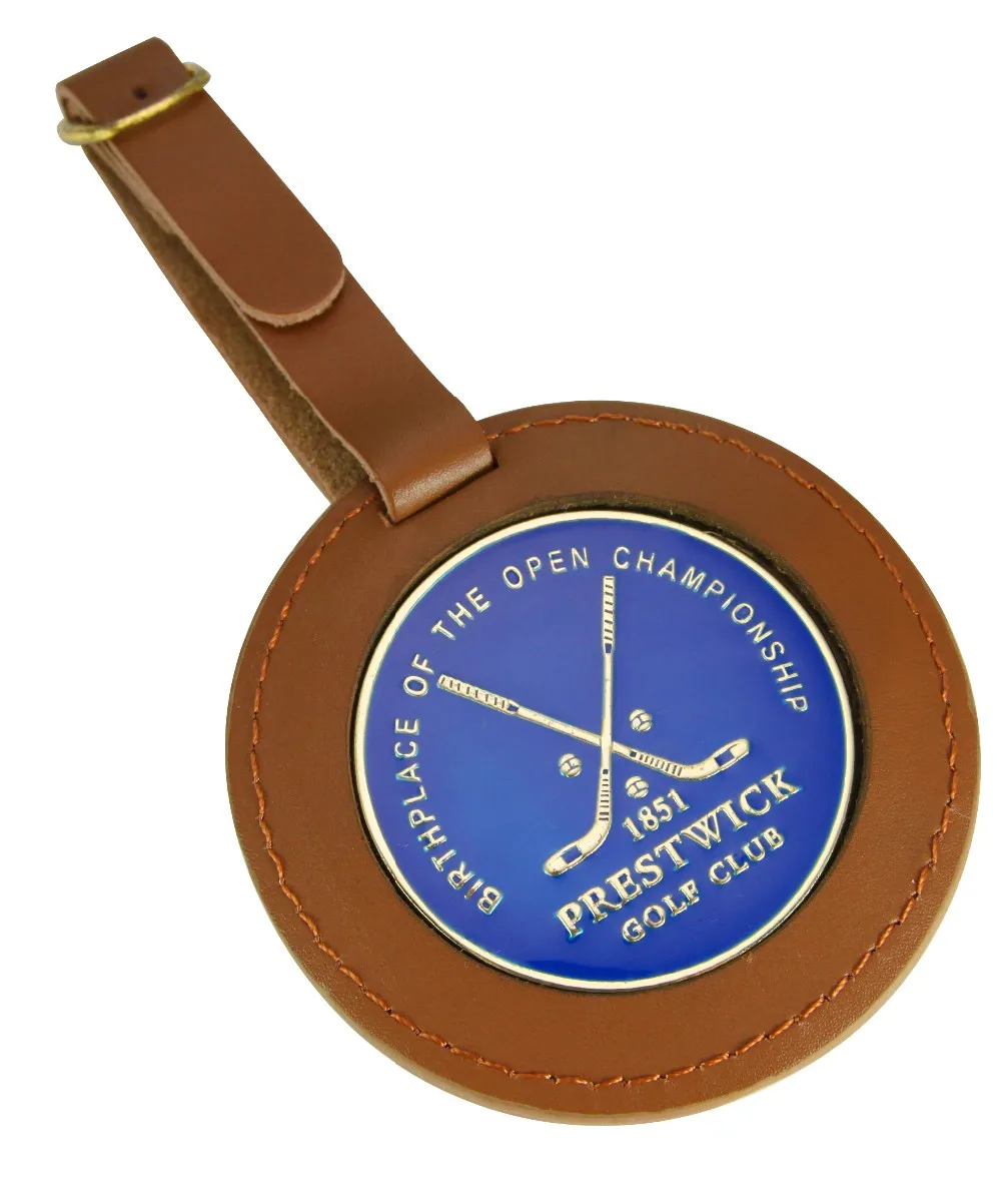 Factory Custom Golf Bag tag name tag and hang tag with leather strap