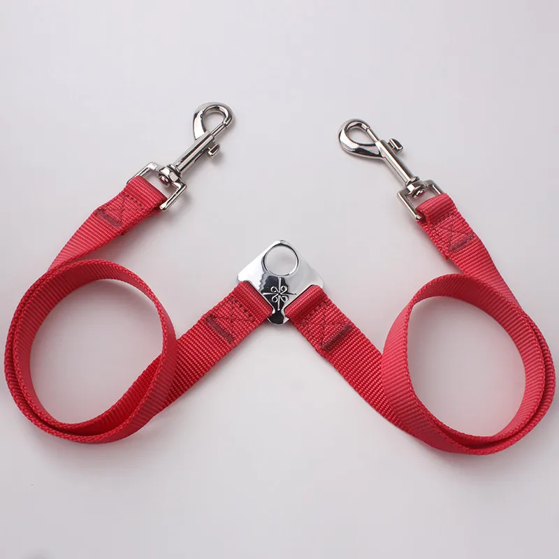 High Quality Low Price Custom Dog Leash No Handle Multifunctional Car Seat Belt Two Way Nylon Couple Dog Leash