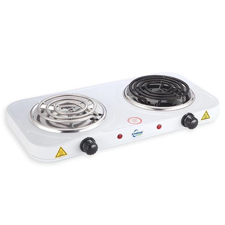Double burner electric coil hot plate