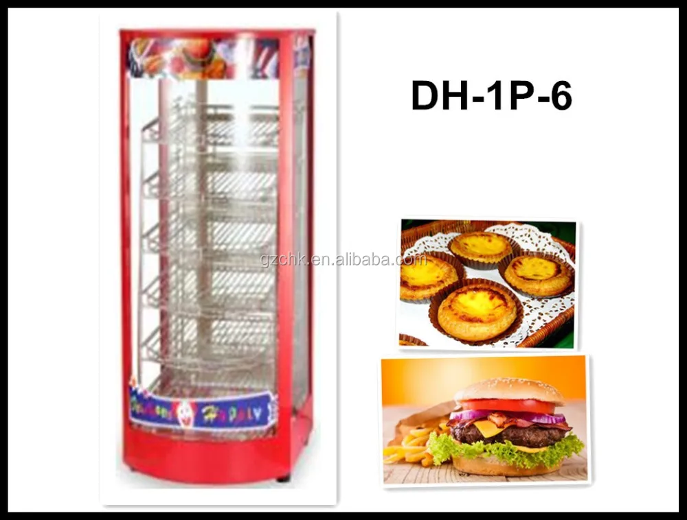 6Layer hot food warmer showcase with glass/bread warmer display showcase DH-1P-6/chips warming showcase