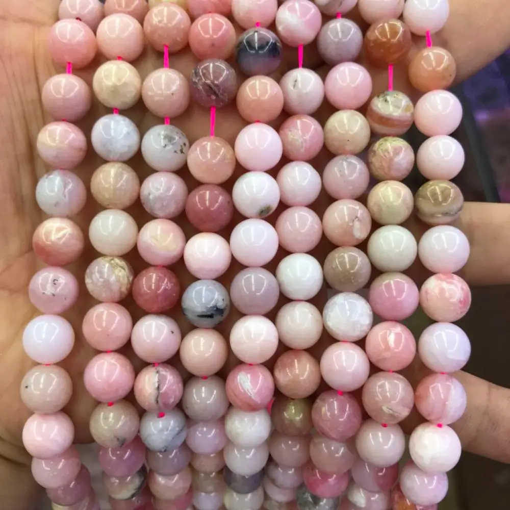 8mm round plain natural loose pink opal gemstones
