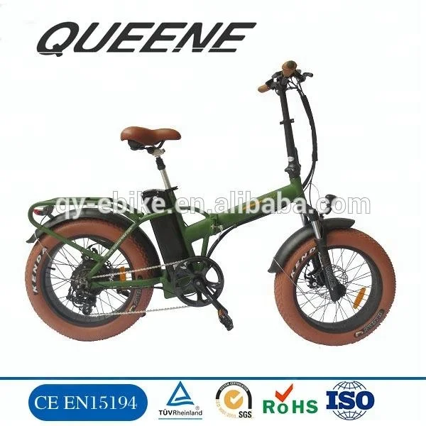 QUEENE 20-Inch Folding Ebike 48V 500W Fat Tire Electric Bike with Disc Brake Max Speed 50km/h Lithium Battery Power Supply