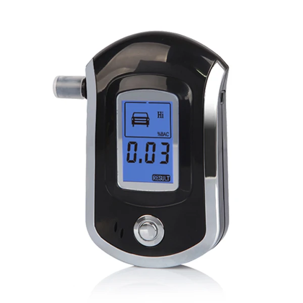High Quality Professional Black Alcohol Tester AT-6000 With Blue Backlight and Mouthpieces