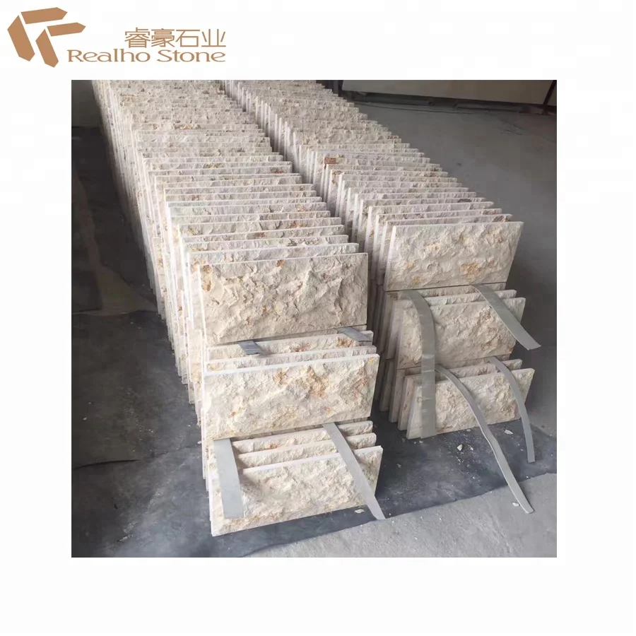 Cheap Price Natural Split Egypt Cream Color Marble Split Face Sunny Beige Marb Wall Tiles