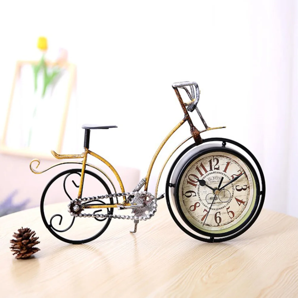 Vintage Iron Bicycle Shaped Table Clock